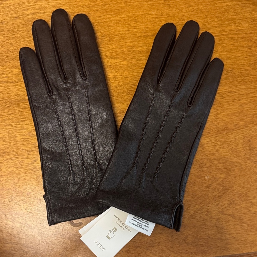 JCREW- touch screen glove - Dark Brown Leather Gloves- NEW with tags